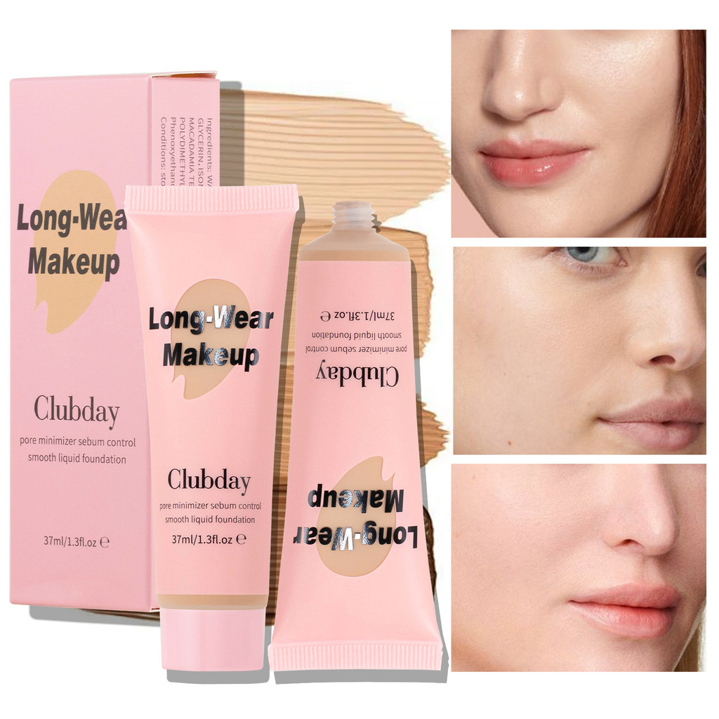 Clubday Natural Matte Long-Lasting แต่งหน้าคอนซีลเลอร์ Liquid Foundation Facial Control Sweat-Proof 