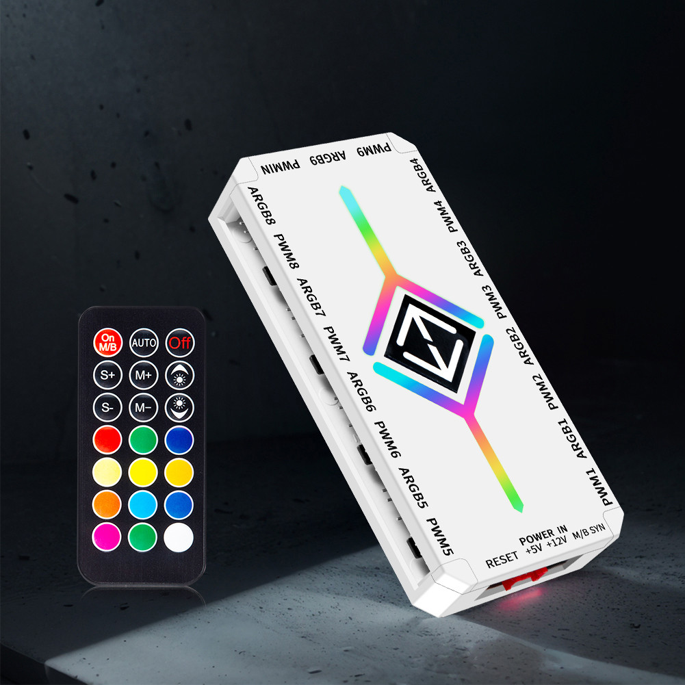 1 ถึง 9 3 ใน 1 พีเอ็มเอ็ม พัดลมแม่เหล็ก ฮับ ตัวแยกสัญญาณ พร้อมรีโมทสําหรับคอมพิวเตอร์พีซีกรณีพัดลม - รูปที่ 5