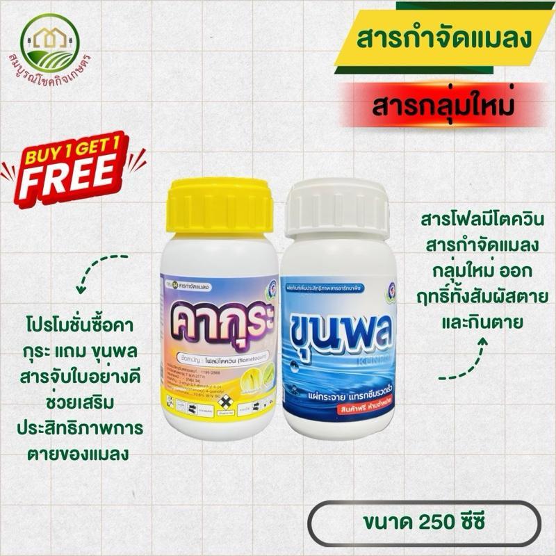 คากุระ แถม ขุนพล ขนาด 250 ซีซี สารกำจัดแมลงกลุ่มใหม่ หนอนเจาะ หนอนใยผัก เพลี้ยไฟ เพลี้ยจักจั่น ฉีดได้ทุกพืช ผ่าดอกได้