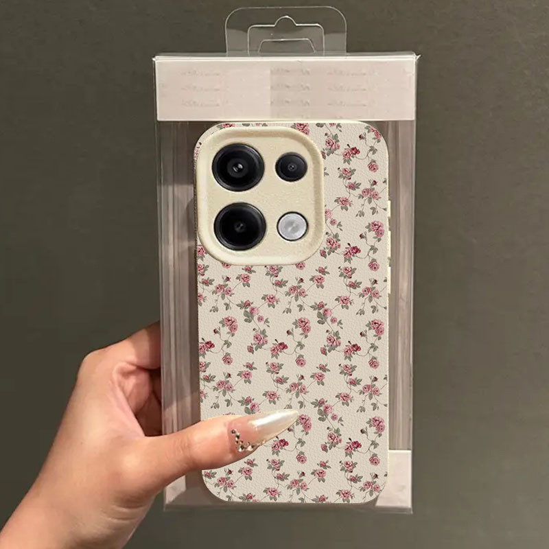 ลิ้นจี่เคสโทรศัพท์สําหรับRedmi 13 14C 15C 12 13Cหมายเหตุ14 13 12 11 Pro Plus Turbo 3 11S VintageสีชมพูRoseดอกไม้พิมพ์รูปแบบฝาครอบ