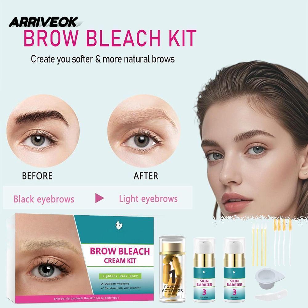 ARRIVEOK Brow Lightening Kit, Eyebrow Bleach 5 Applications Brow Bleach Kit, Hot Quick No Drip ใช้งา