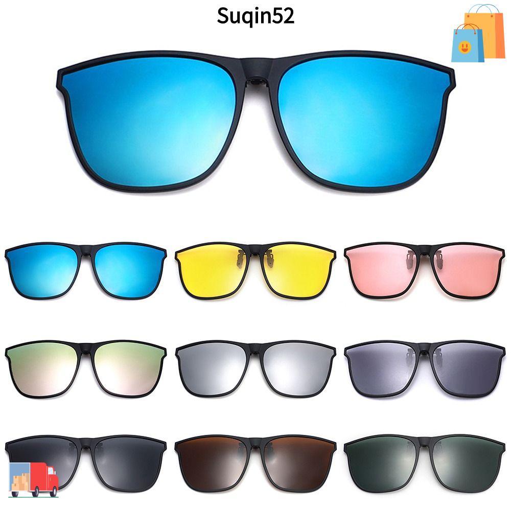 SUQIN52 Mens Car Driver Goggle,กิจกรรมและขับรถกลางแจ้งPolarized Clip Onแว่นตากันแดด,สไตล์Anti Glare Square Night Visionแว่นตาสําหรับผู้หญิงและผู้ชาย