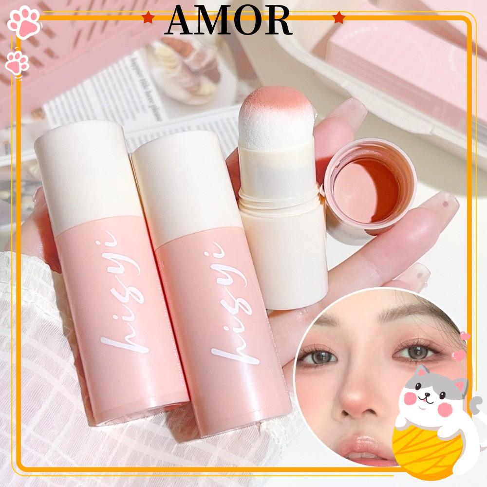 AMOR Fog Blush Stick, Matte Soft Fog Sponge Poke Blusher, Velvet Mist Lasting Brightening สไตล์เกาหล