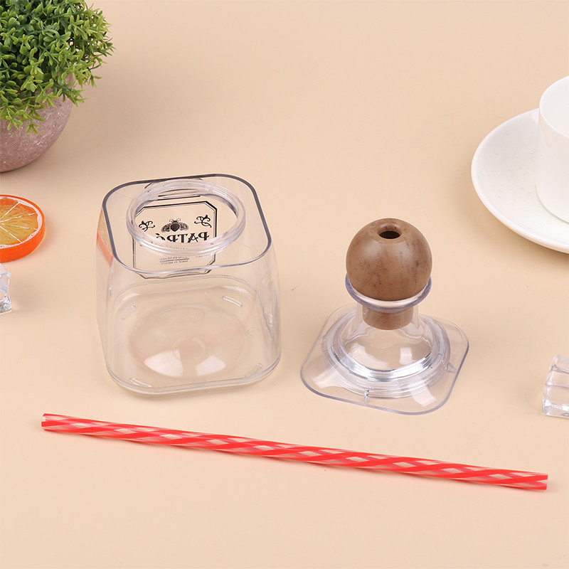 1/2/4Pcs 375ml Mini Tequila Bottles 15*8.3cm Acrylic Reusable Cups With Straw Hole Decoration Patron