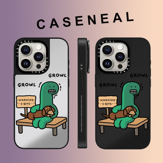 CASENEAL Creative ไดโนเสาร์สุนัขกระจกด้านหน้าโปร่งใสเคสโทรศัพท์สําหรับ iPhone 17 Pro Max 16 ProMax 15Pro 14 Plus 13 12 11 โทรศัพท์กันกระแทกขอบนุ่มฮาร์ดป้องกันกรณี