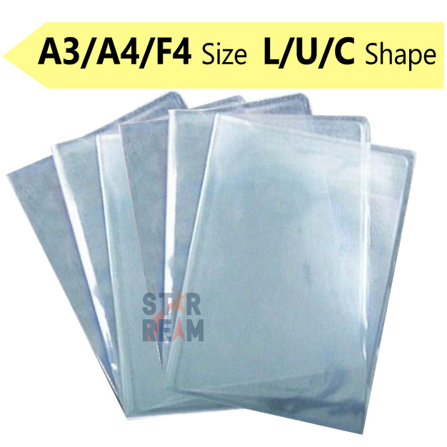 6 ชิ้นหนาพิเศษกันน้ําใส A3/A4/F4 แฟ้มอ่อน L/U/C Shape Soft File ความหนา 0.18 มม. (ยี่ห้อ: East File)
