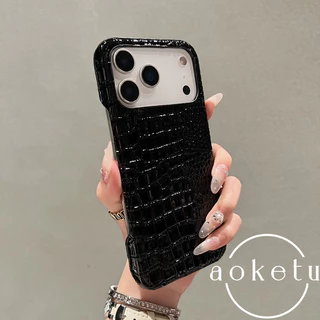 เหมาะสําหรับ แอปเปิล 17 เคสโทรศัพท์ลายจระเข้สีส้ม ไอโฟน 17 โปรแม็กซ์ ผิวมัน 16มือโปร ป้องกันการตก 15 ง่าย 14/13/12/11 ครึ่งแพ็คเคสกระจายความร้อน