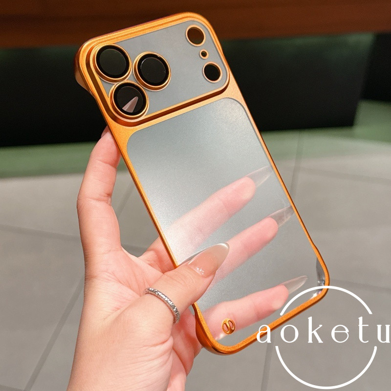 เคสไร้กรอบฝ้าชุบไฟฟ้าเหมาะสําหรับ แอปเปิล 17 โปรแม็กซ์ ไอโฟน 16 มือโปร การกระจายความร้อนบางเฉียบ 15 พร้อมฟิล์มเลนส์ 14/13/12/11 ป้องกันลายนิ้วมือเปลี่ยนทันที 17 เคส – โปรปัง
