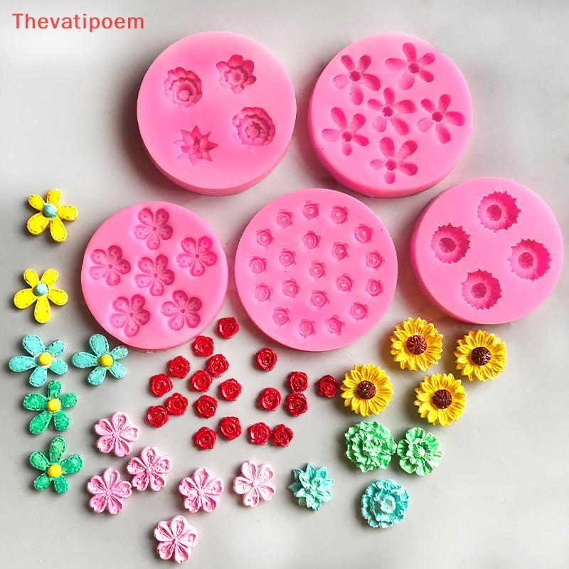 [Thevatipoem] คอลเลกชันดอกไม้หลายสไตล์แม่พิมพ์ซิลิโคน DIY เค้กประดับด้วยช็อคโกแลตฟองดองเหลวตกแต่งครัวเบเกอรี่ Mould HOT