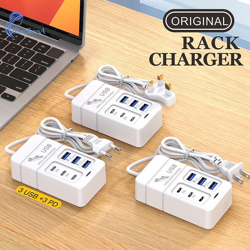 BL EU UK ปลั๊ก 6 พอร์ต 35W Charger USB PD Desktop Power Charger Adapter สําหรับ Home Office School T