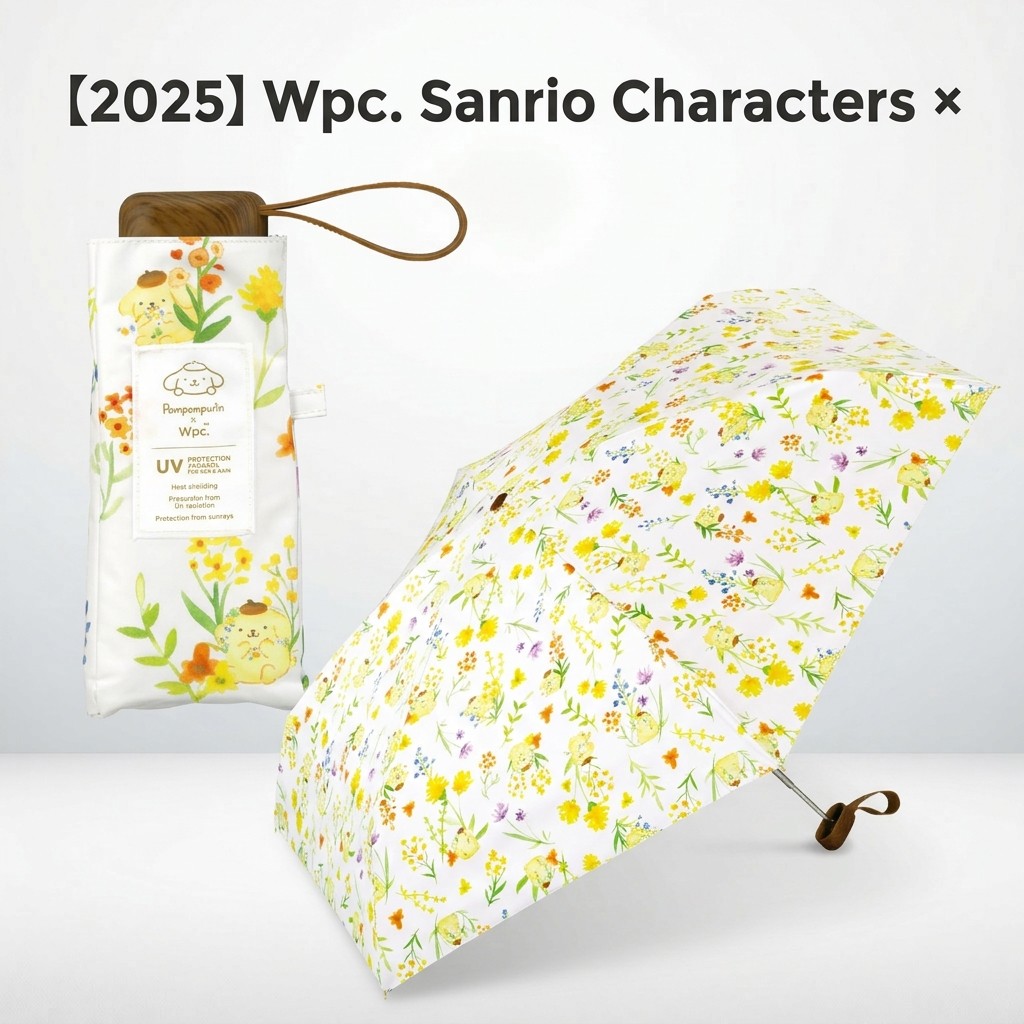 "【2025】Wpc. Sanrio Characters × Wpc. Mini UV Protection Folding Umbrella with Watercolor Design - Ideal for Commuting and School, Women's Accessories"