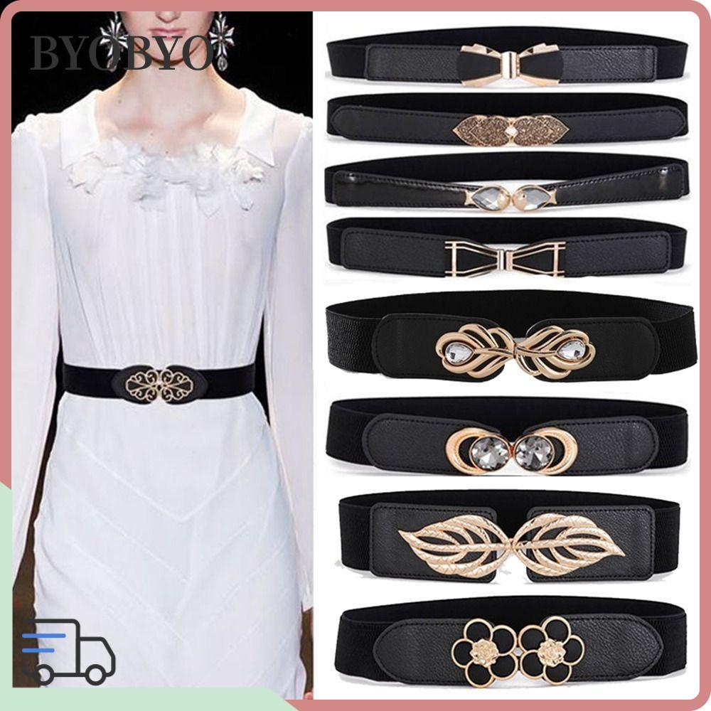 BYOBYO เข็มขัดเอว  อุปกรณ์เสริมแฟชั่นสำหรับเสื้อกันหนาว เข็มขัดหนังยืดคล้องสไตล์เรโทรสำหรับผู้หญิง