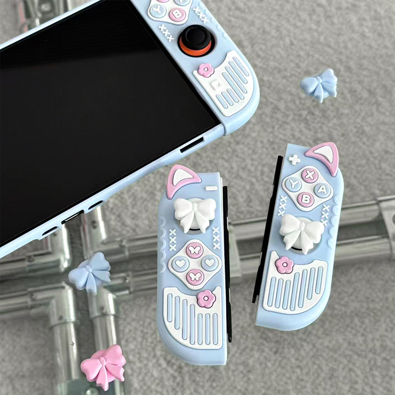 Switch2 เคสป้องกันน่ารัก Original Nintendo switch2 เคสป้องกัน switch Oled เคสป้องกัน NS ที่จับซิลิโคนหูแมว