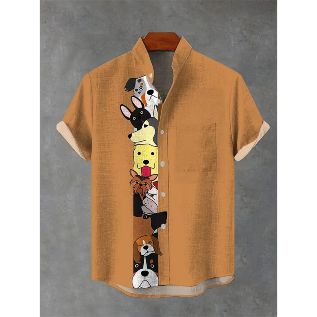 เสื้อแขนสั้นผู้ชาย คุณภาพสูง ลายพิมพ์เก๋ สำหรับหนุ่มในฤดูร้อน