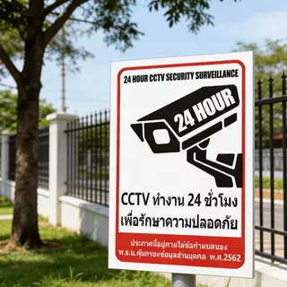 สติ๊กเกอร์กล้องวงจรปิด สติ๊กเกอร์กล้อง ป้ายกล้องวงจรปิด24ชม กันน้ำ กันแดด สติ๊กเกอร์ กล้องวงจรปิด CCTV 24H (Sticker) ทนแ