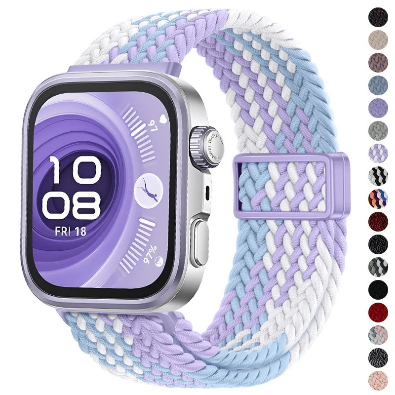 สายนาฬิกาแบบห่วงไนลอนแม่เหล็กสำหรับ Huawei Watch Fit 4 Pro/Fit4/3 สายนาฬิกาถักแบบยืดหยุ่นสำหรับ Huaw