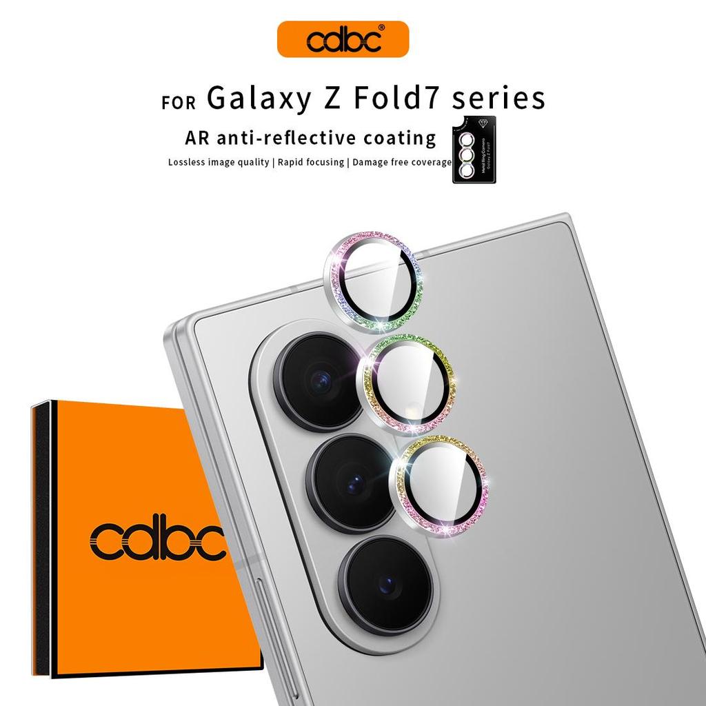 ตัวป้องกันเลนส์กล้องโลหะผสมแวววาวสําหรับ Samsung Z พับ 7/6/5/4 | One-Touch ติดตั้ง HD