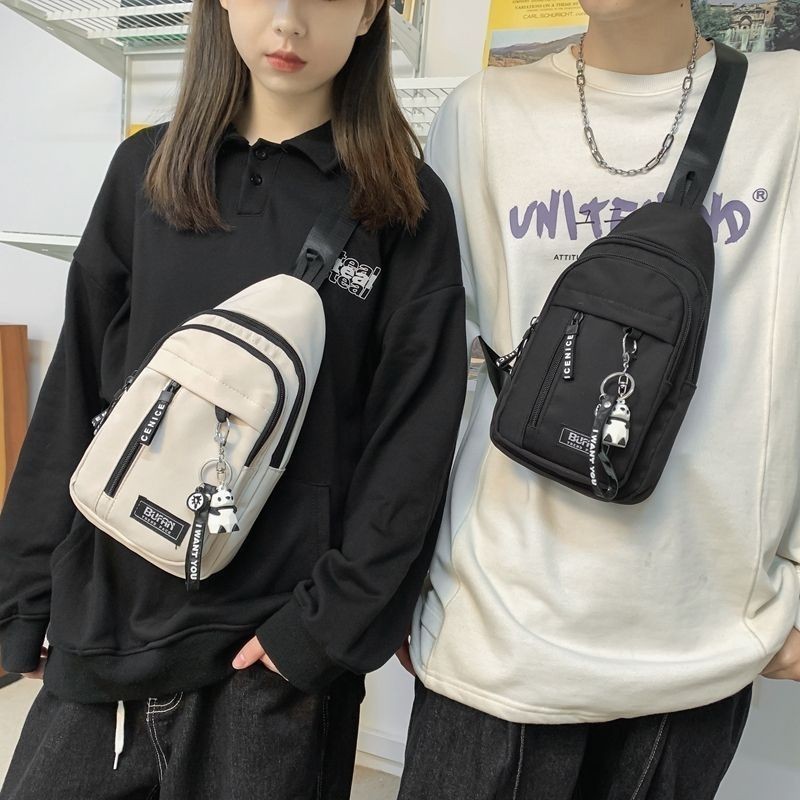Street Wear Messenger Bag Men Casual Dual-Use Messenger Bag Chest Bag Diagonal Female Shoulder Bag ผ