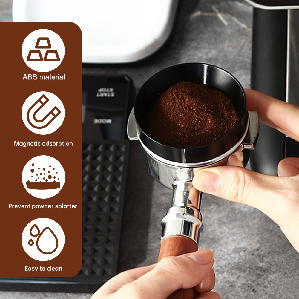 Dosing Ring 51mm 53mm 58mm Magnetic Espresso Powder Tamper สีดํา