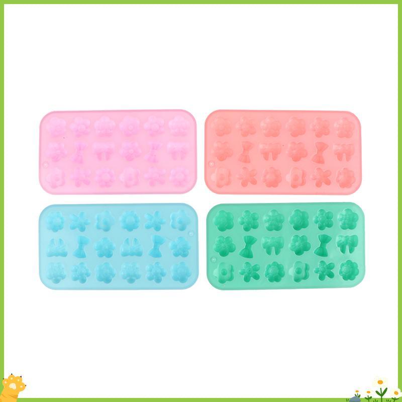 [JL] 1 PC 18Cavity ดอกไม้ Bow Tie แม่พิมพ์ซิลิโคน DIY พุดดิ้งน้ําแข็งเบเกอรี่เครื่องมือบิสกิต Pastry