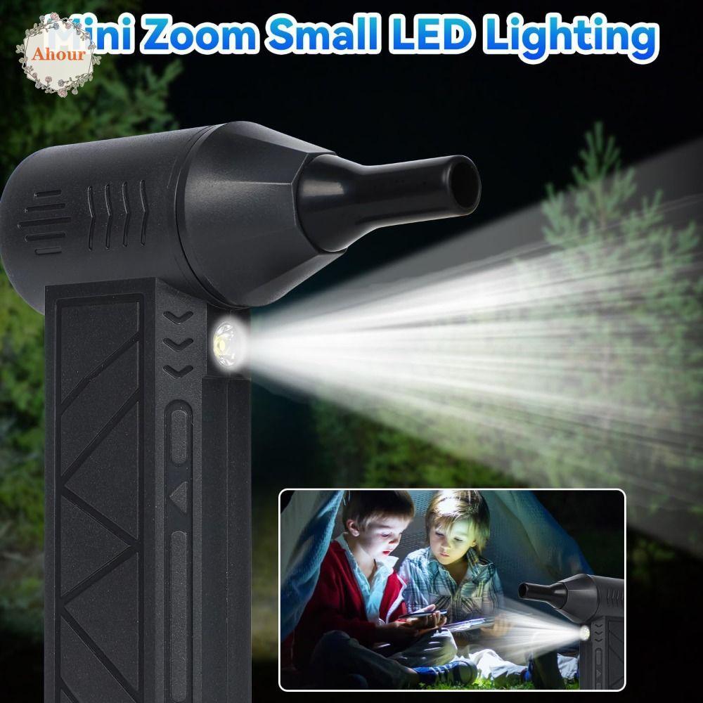 AHOUR พัดลมพลังพกพา, 130000RPM Power Display Electric Air Duster, พัดลมรุนแรง 3 เกียร์ Turbo ไฟ LED 