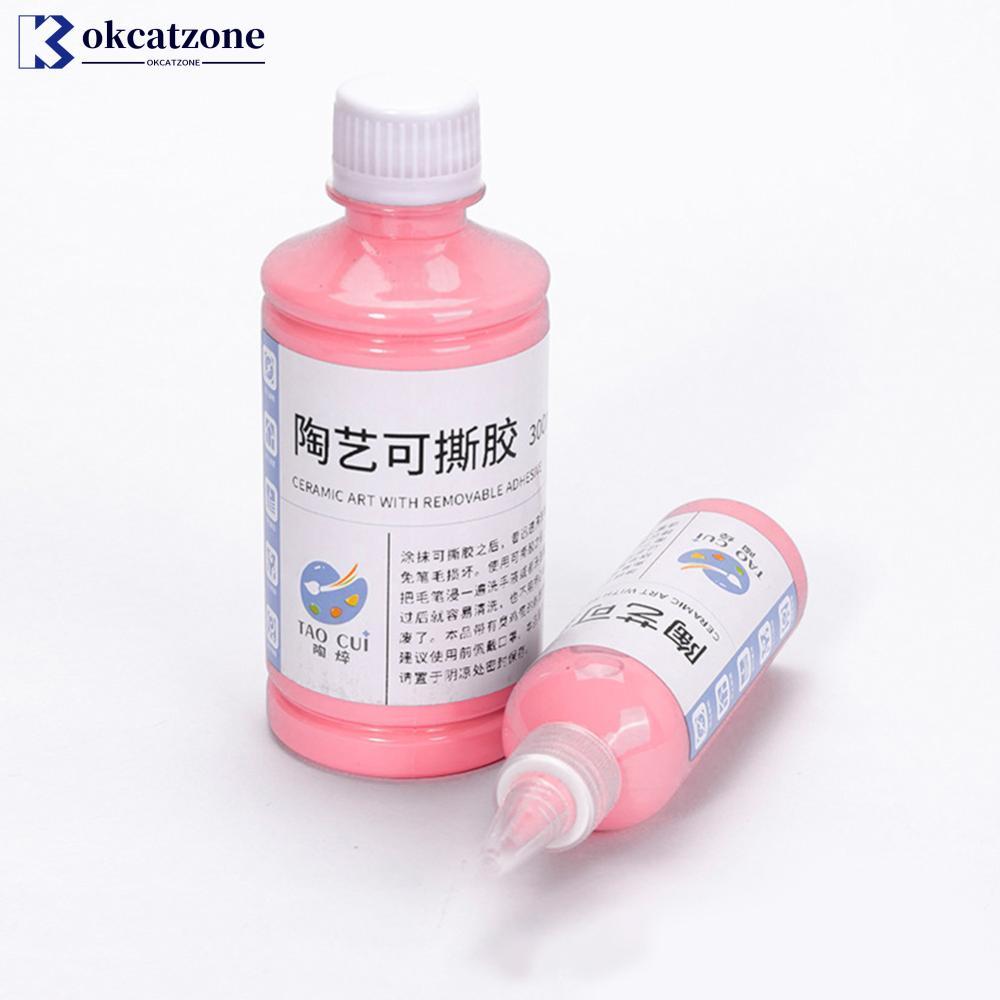 OKCATZONE เซรามิคกาวกันน้ํา Latex Resist Liquid สําหรับเครื่องปั้นดินเผาเคลือบแยก Quick แห้งที่ถอดออกได้ Masking Fluid สําหรับสี Blocking DIY เซรามิค H3K2