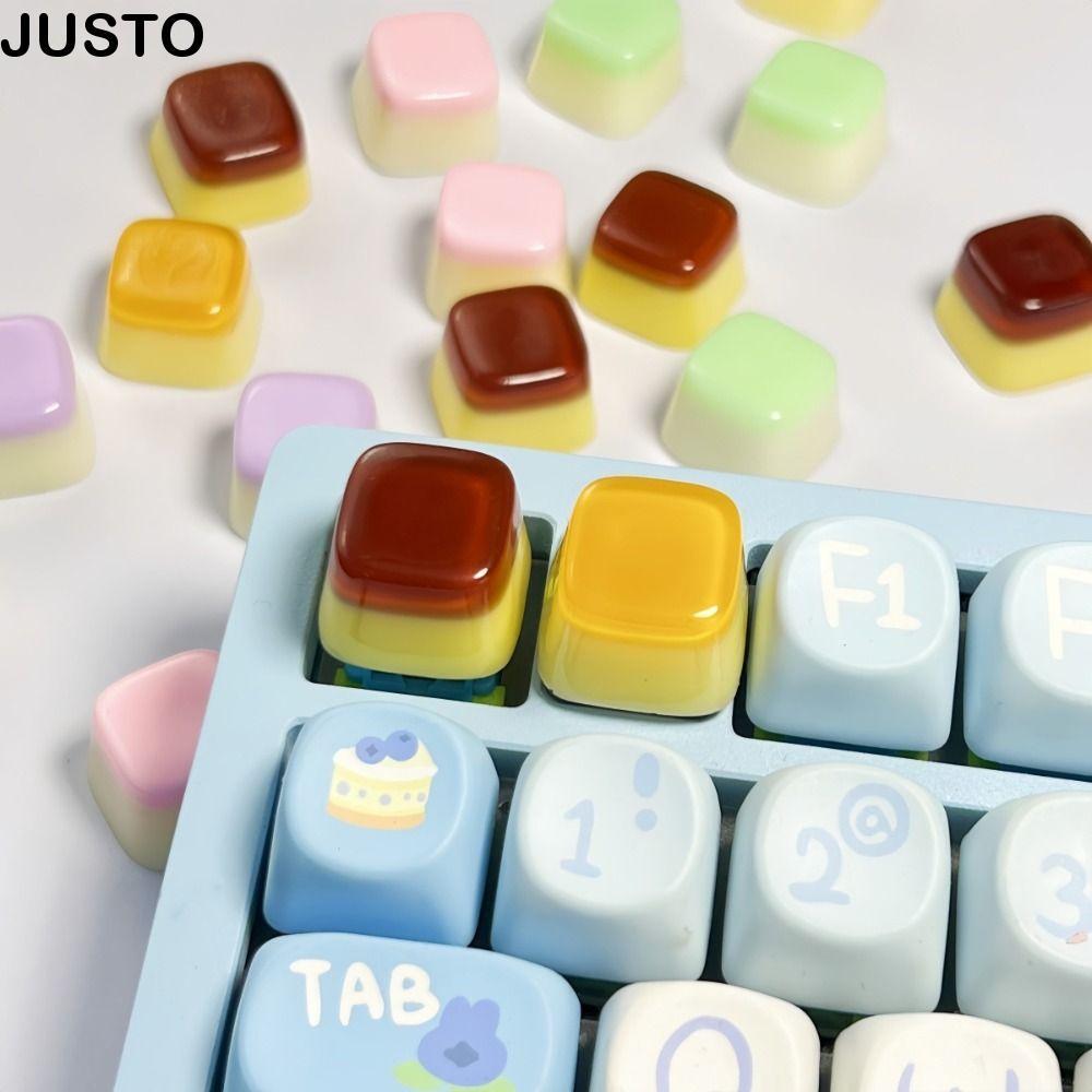JUSTO Jelly Pudding Keycap, เรซิ่น Cross Shaft Mechanical Keyboard Key Caps, DIY กาว Texture Jelly K
