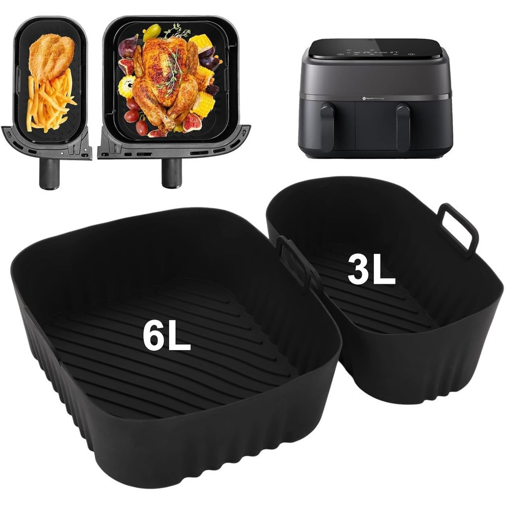 Air FryerซิลิโคนสําหรับPhilips Dualตะกร้าAir Fryer 3000 Series 6L/3L,2-Pack Dual Airfryer Liners Air