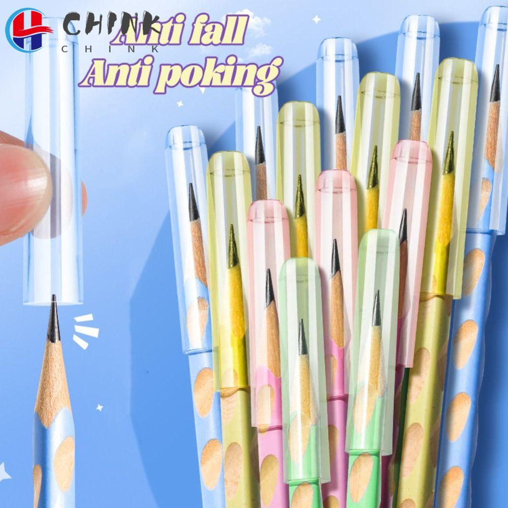 CHINK 35 ชิ้น/กล่องดินสอ,โปร่งใสสีทึบดินสอป้องกัน,Multi-Functional ดินสอพลาสติก Nib ฝาครอบป้องกันโรงเรียน Office