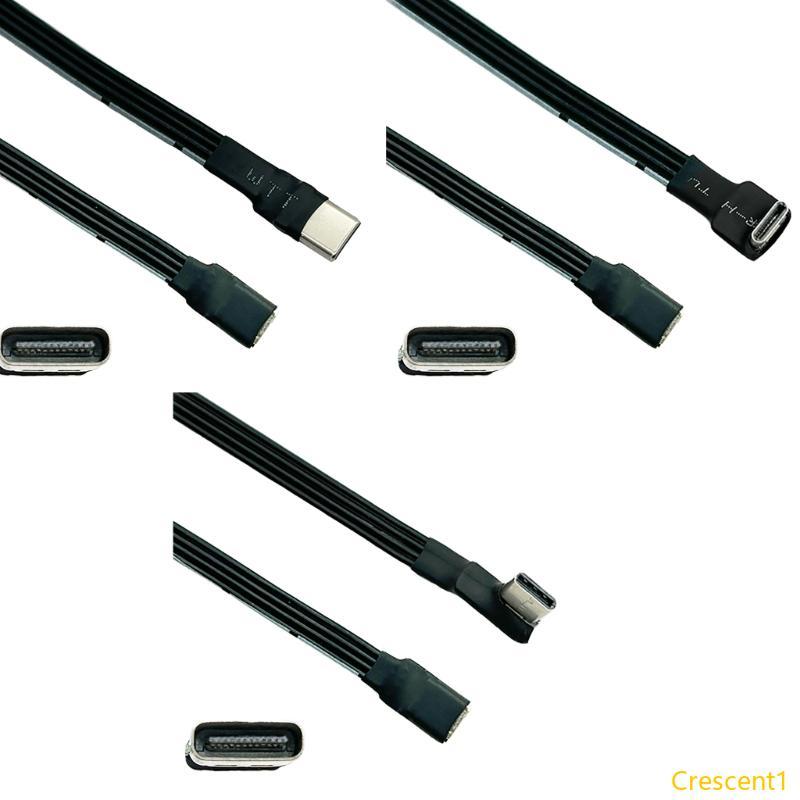 Crescent1 USB C ชายกับ USB C หญิงสายต่อ 90 องศาริบบิ้นแบนสาย USB C