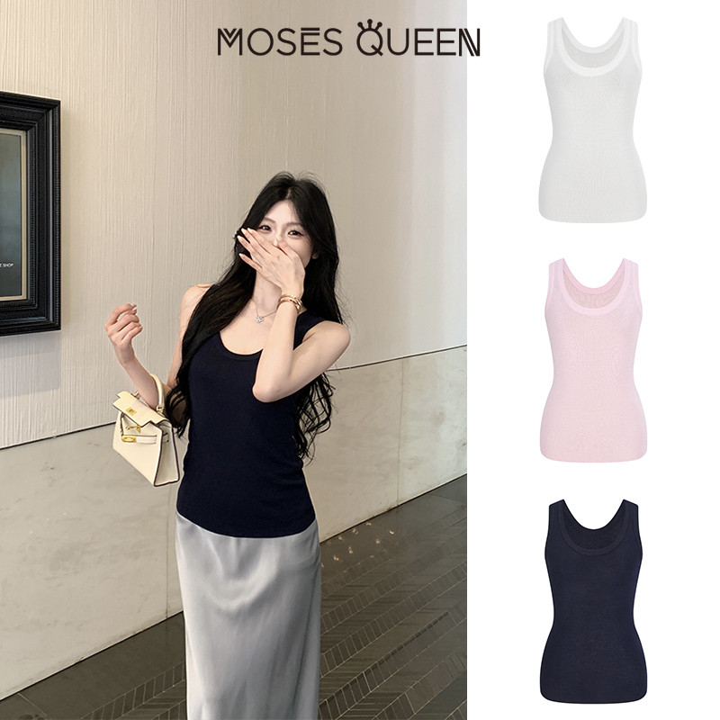 < MOSESQUEEN > เสื้อคล้องคอมีแบบคอวีจาก ออกแบบมาให้สวมใส่เป็นเสื้อยืดแขนกุด เซ็กซี่และสวมใส่ง่าย #69008