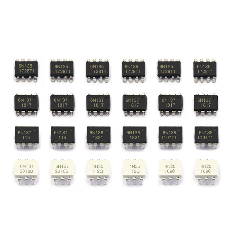 6N137 ความเร็วสูง Optocoupler 6N136 4N25 4N35 Photocoupler In-Line DIP Patch ชิป IC FOMH