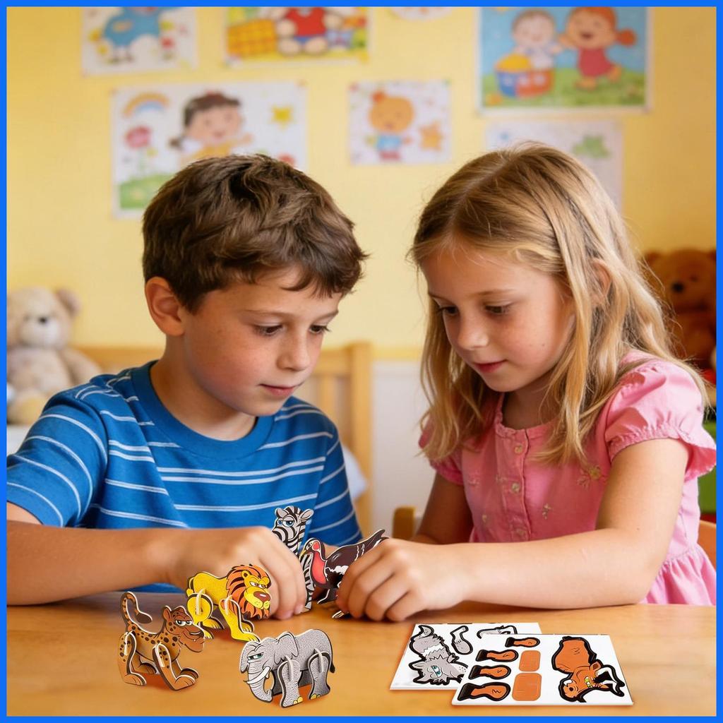 Building Blocks STEM Blocks เกมกระดาน 3D สัตว์จิ๊กซอว์เกมสําหรับเด็กชายหญิงเด็กวัยรุ่นบ้านอนุบาล jun