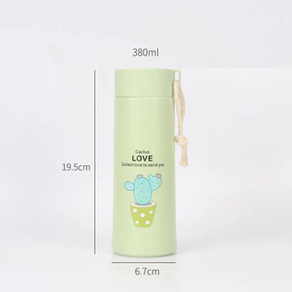 ขวดน้ำ แก้วน้ำดื่ม กระบอกน้ำ ลายกระบองเพชร ความจุ 400ML น่ารัก พกพาสะดวก ใส่ได้ทั้งน้ำร้อน น้ำเย็น