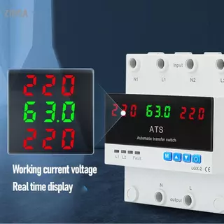 Zinga WALFRONT Dual Power Selector พร้อมจอแสดงผล LED สวิตช์ถ่ายโอนด้วยตนเองอัตโนมัติ 63A ติดตั้งราง DIN การป้องกันกระแสไฟเกินและแรงดันไฟฟ้าสำหรับการสำรองข้อมูลการตรวจสอบแบบเรียลไทม์