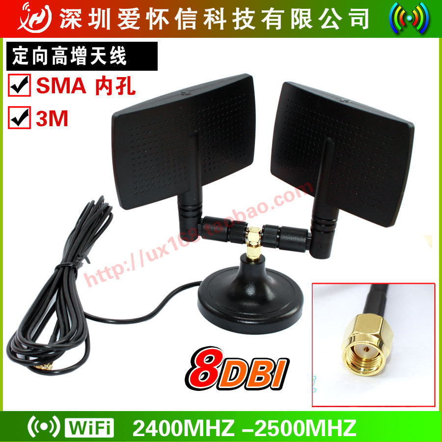 เสาอากาศเรดาร์คู่ทิศทาง 8dbi พร้อมแม่เหล็ก sma พร้อมสายฐานเสาอากาศ 3 ม. เสาอากาศทิศทาง 2.4gwifi เสาอ