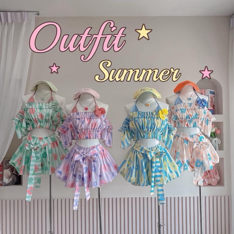 !เซตปาดไหล่ ลายดอกไม้ สีสดใส น่ารักมากกกก