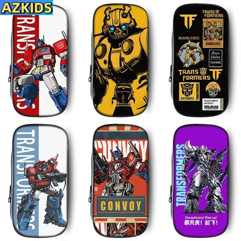 กล่องดินสอ Transformers การ์ตูน Optimus Prime และ Bumblebee สําหรับนักเรียนประถม พร้อมเครื่องเขียน