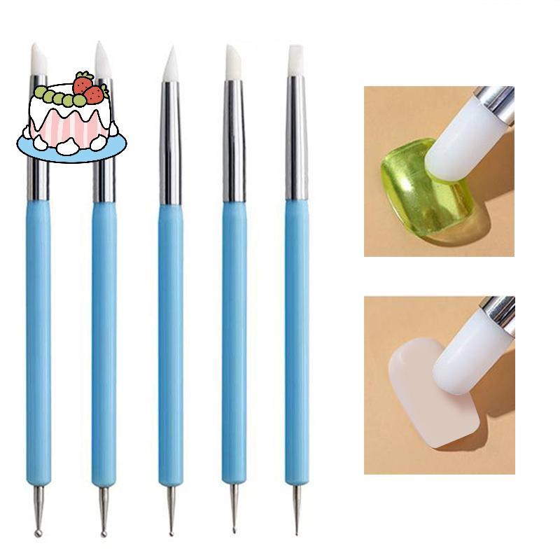 [Sep-t] 5 ชิ้นซิลิโคนเล็บ Dotting ปากกา Rhinestone Aplicator Dual หัวพลาสติก Handle เล็บ Emboss แกะสลักภาษาโปลิชคําประติมากรรมเครื่องมือ – โปรปัง