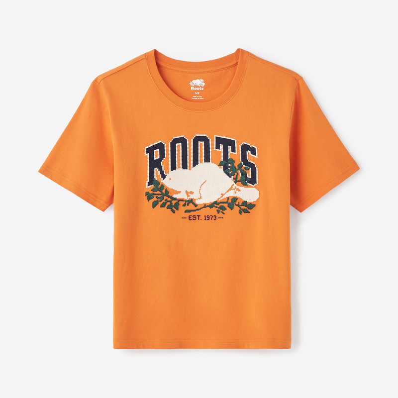 Ro.ots ผู้ชายและผู้หญิงฤดูร้อนเสื้อยืดสีขาว beaver จดหมายพิมพ์รอบคอผ้าฝ้ายเสื้อแขนสั้น