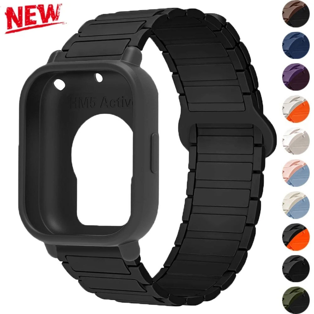 เคส + สายซิลิโคนสําหรับ Xiaomi Redmi Watch 5 Active/5 Lite เต็มหน้าจอ TPU Soft Shell Protector Magnetic Sport Band