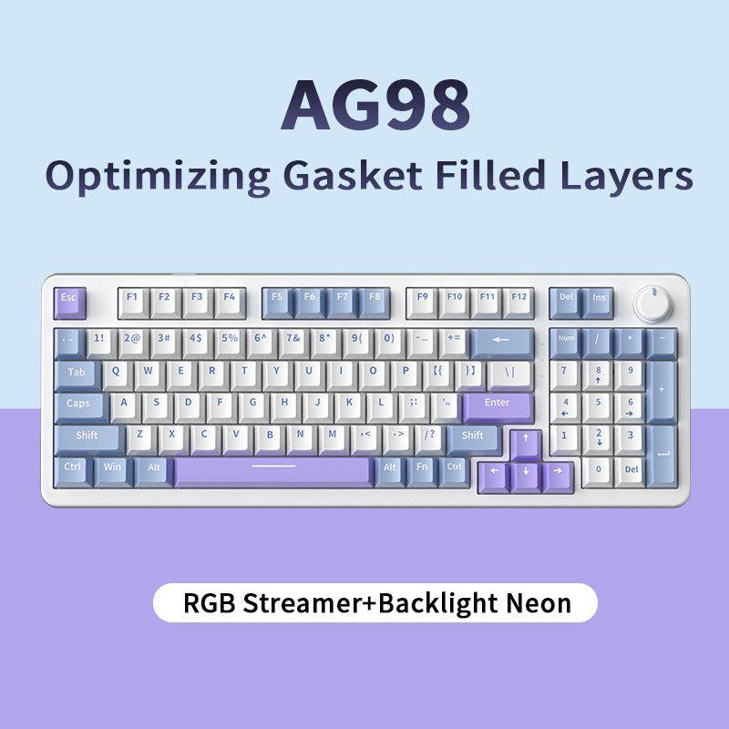 AG98 Mechanical Keyboard Gasket Structure Mixed Light Full-Key Hot Swap Gaming คอมพิวเตอร์คีย์บอร์ดแ