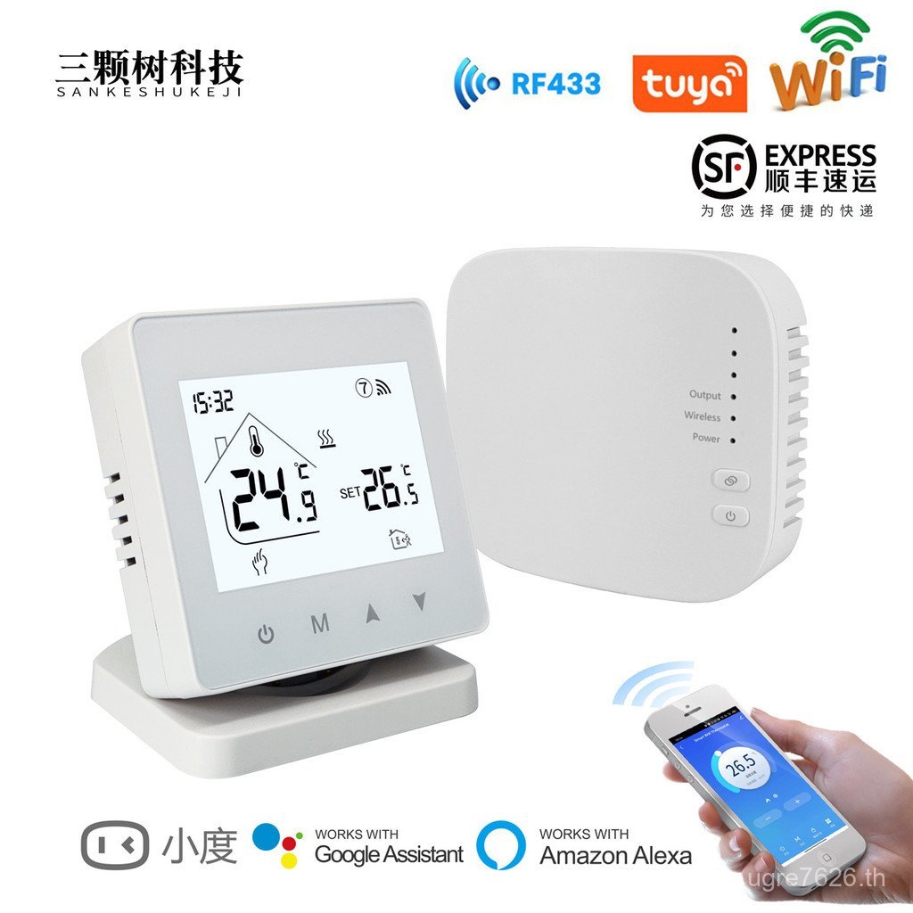 ปรับอุณหภูมิ APP รีโมทคอนโทรล WiFi Graffiti Voice ชั้นความร้อนสมาร์ทเตาผนัง Thermostat Controller UI