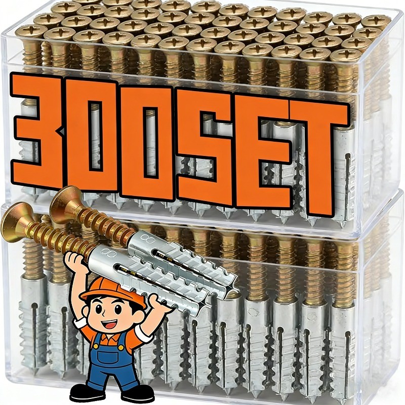 50/100/200/300 ชุด Heavy Duty Steel Wall Anchor พร้อมสกรู - การขยายท่อโลหะ Self Tapping สกรู - Drywall เจาะปลั๊ก Fastener