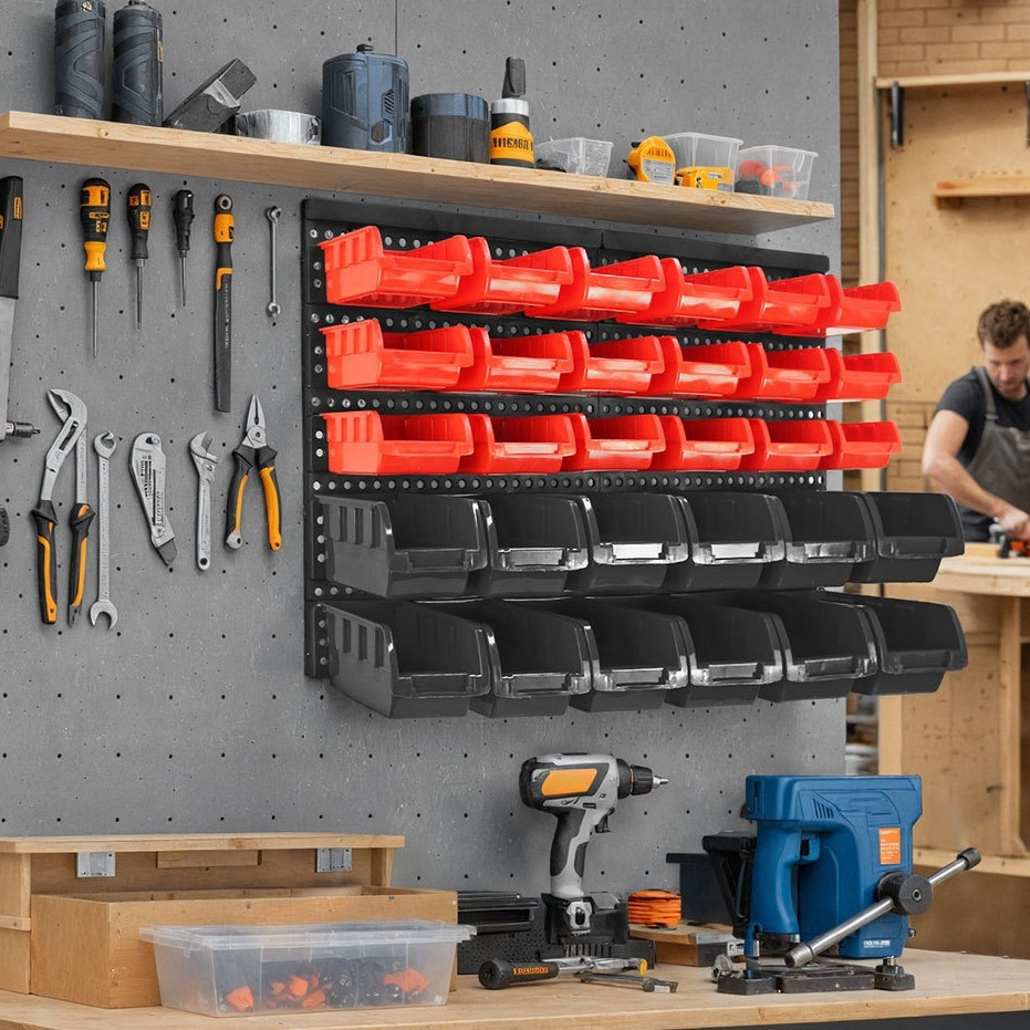 [NEW ARRIVAL] Wall Mounted Storage Bins Tools Organizer Rack Pegboard Hardware Accessories Storage B