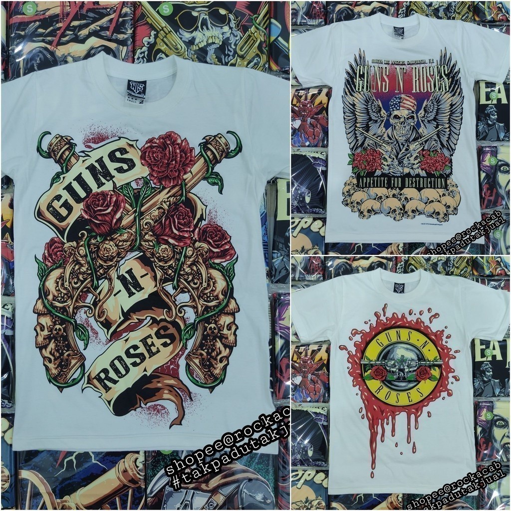 T-Shirt Guns N' Roses แนวนุ๊ย OVP หายาก สไตล์ Rock & Metalcore ปี 2025 ใหม่