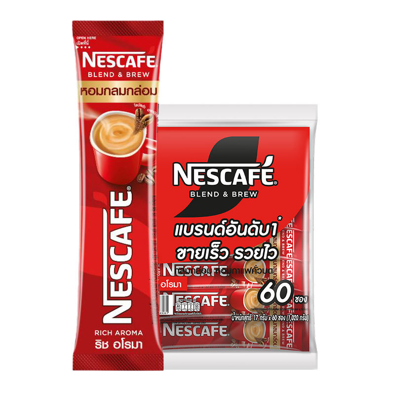 [50%/150] 60 ซอง เนสกาแฟ 3 in 1 กาแฟปรุงสำเร็จรูป BLEND & BREW Rich ชนิดซอง Nestcafe