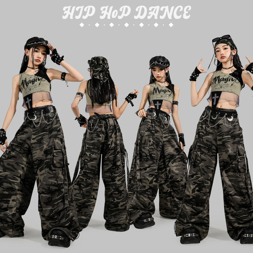 พร้อมส่ง ชุดเต้นรำแจ๊ส / ฮิปปี้แฟชั่นเสื้อผ้าเด็กฮิปฮอป / สาว ๆ สวย ๆ เท่ ๆ แล้วก็ใส่ชุดนักเต้น