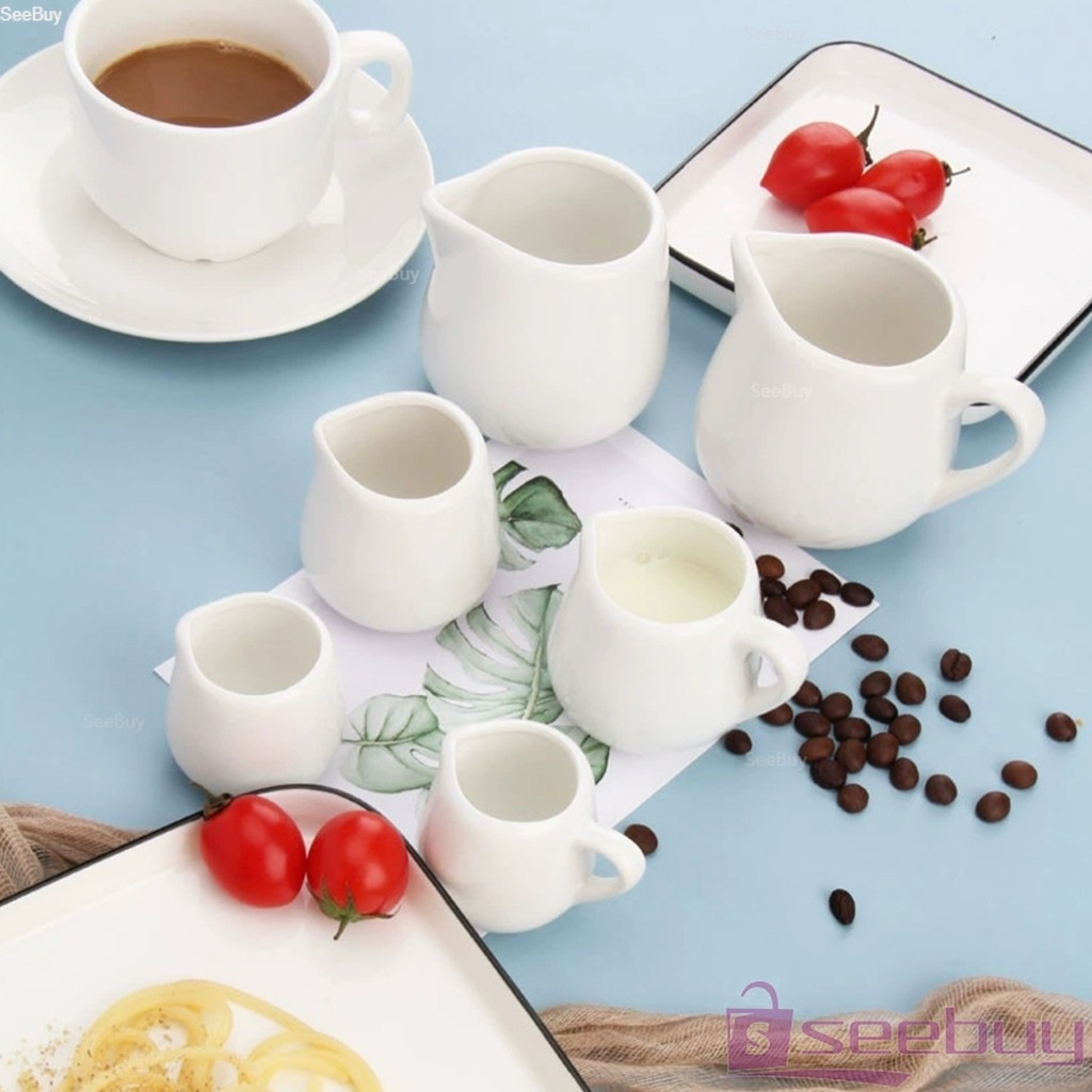 SUY 1 ชิ้น ถ้วยเซรามิก เหยือกใส่นม แบบมีที่จับ แบบไม่มีที่จับ ถ้วยกาแฟ ถ้วยน้ำผึ้ง S/M/L Ceramic cup - รูปที่ 7