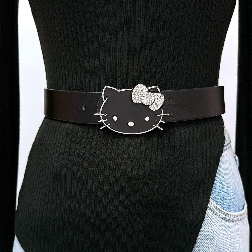 เข็มขัดเพชร-studded Bow KT แมวตกแต่ง สำหรับคนทันสมัยสไตล์ Y2K เสริมลุคให้สมบูรณ์แบบ